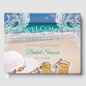 Modern Turquoise Tropical Beach Vrijgezellenfeest Gastenboek (Voorkant)