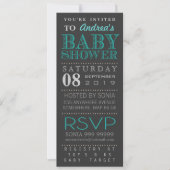 Modern Turquoise Typography Baby shower Long Kaart (Voorkant)