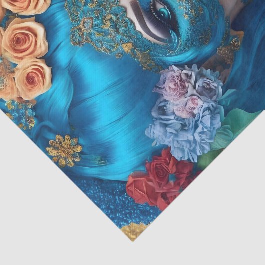 Modern Turquoise Victoriaans Vrouw Tissue Papier (Detail)