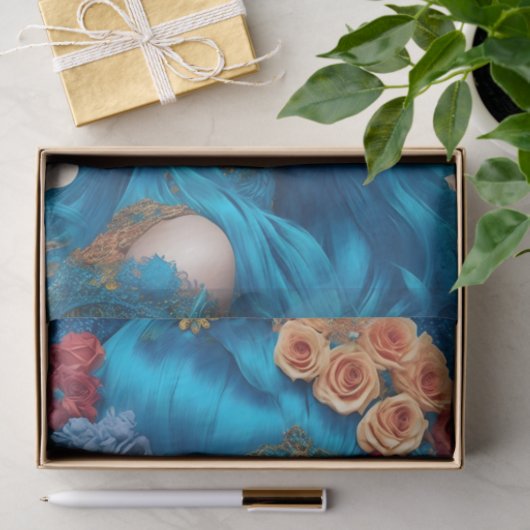 Modern Turquoise Victoriaans Vrouw Tissue Papier (Geschenk)