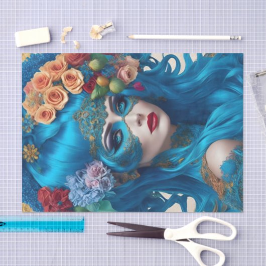 Modern Turquoise Victoriaans Vrouw Tissue Papier (Craft)