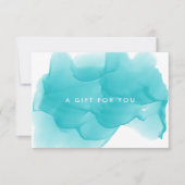 Modern Turquoise Waterverf Blot Cadeaubon (Voorkant)