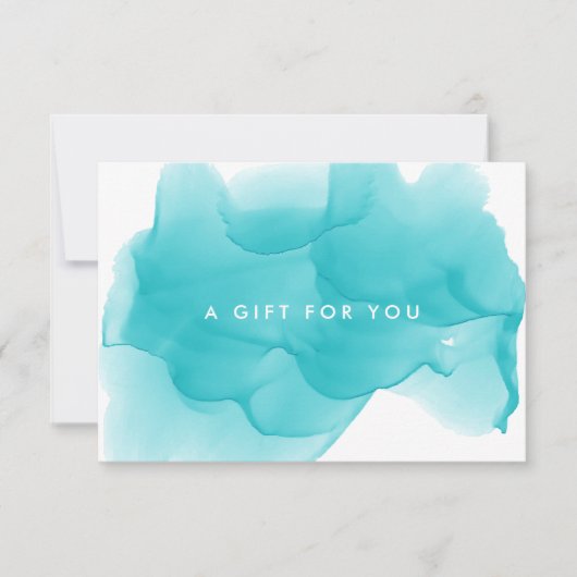 Modern Turquoise Waterverf Blot Cadeaubon (Voorkant)