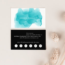Modern Turquoise Waterverf Blot | Loyalty-Kaart Klantenkaartje