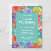 Modern Turquoise Waterverf Flora 25th Birthday Kaart (Voorkant)