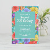 Modern Turquoise Waterverf Flora 25th Birthday Kaart (Staand voorkant)