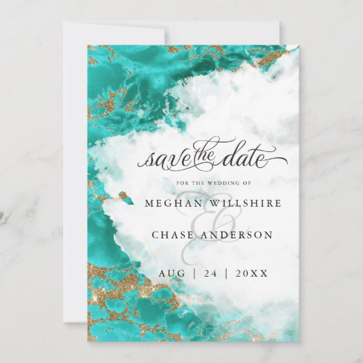 Modern Turquoise Waterverf Geode Barefoot Bride™ (Voorkant)