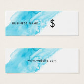 Modern Turquoise Waterverf Splash White Price Labe Mini Visitekaartjes (Voorkant /achterkant)