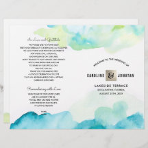 Modern Turquoise Waterverf Wedding Programs