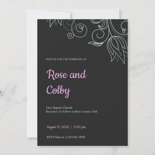 Modern Turquoise Wedding Invitation Kaart (Voorkant)