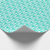 Modern turquoise white custom monogram initiaal cadeaupapier (Hoek)