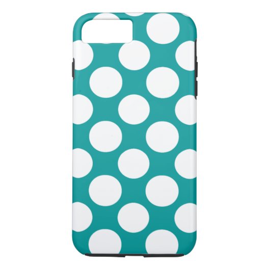 Modern Turquoise White Polka Dots Pattern Case-Mate iPhone Case (Achterkant)