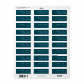 Modern Turquoise Wit Schuingeschreven Retouradres Etiket (Full Sheet)