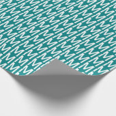 Modern turquoise witte aangepaste monogram initiaa cadeaupapier (Hoek)