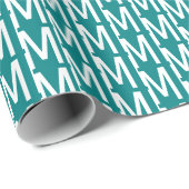 Modern turquoise witte aangepaste monogram initiaa cadeaupapier (Rol Hoek)