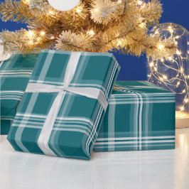Modern Turquoise Witte Schone Raster Aqua Plaid Pa Cadeaupapier