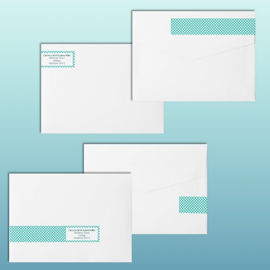 Modern Turquoise Witte Stippenpatroon Adres