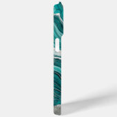 Modern Turquoise Zilver Elegant Marmer Case-Mate iPhone Case (Achterkant / Rechts)