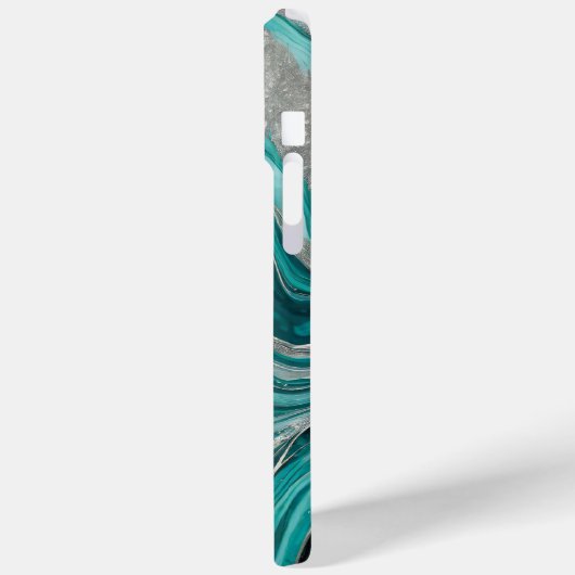Modern Turquoise Zilver Elegant Marmer Case-Mate iPhone Case (Achterkant / Links)