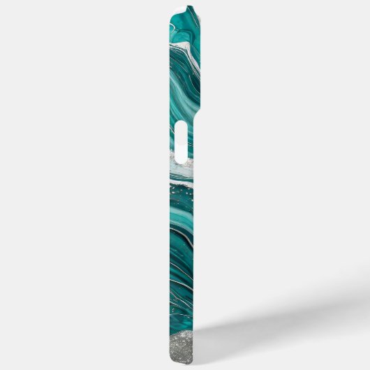 Modern Turquoise Zilver Elegant Marmer Case-Mate iPhone Case (Achterkant / Rechts)