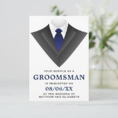 Modern Tuxedo Groomsman Aanvraag Kaart (Staand voorkant)