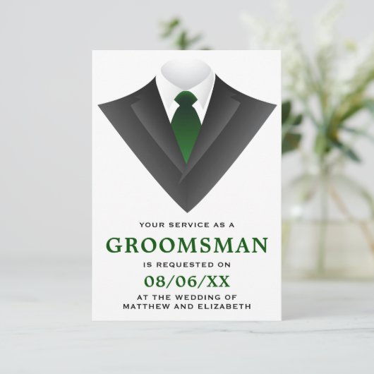 Modern Tuxedo Groomsman Aanvraag Kaart (Staand voorkant)