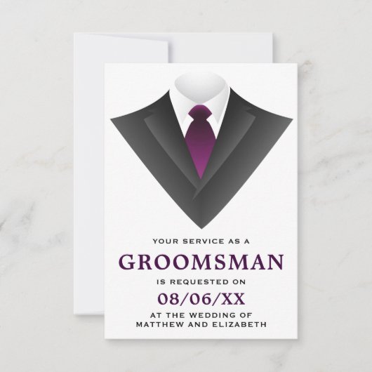 Modern Tuxedo Groomsman Aanvraag Kaart (Voorkant)