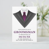 Modern Tuxedo Groomsman Aanvraag Kaart (Staand voorkant)