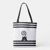 Modern Tuxedo Wilde Kat op zwart-wit Tote Bag (Achterkant)