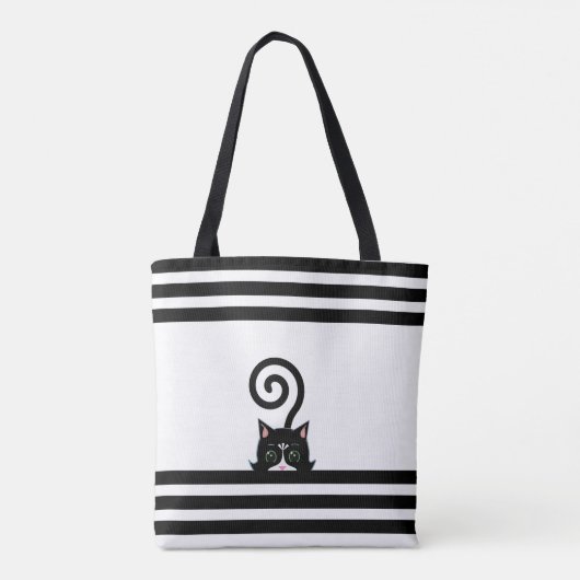 Modern Tuxedo Wilde Kat op zwart-wit Tote Bag (Achterkant)