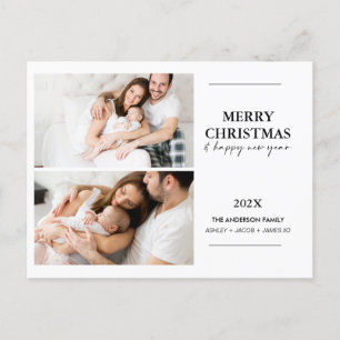 Modern Twee Familie Foto Kerst Briefkaart
