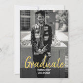 Modern Twee foto Zwart & Goud Afstuderen Kaart (Voorkant)