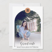 Modern Twee Fotoboog Script Terracotta Afstuderen Aankondiging (Voorkant)