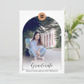 Modern Twee Fotoboog Script Terracotta Afstuderen Aankondiging (Staand voorkant)