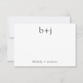 Modern Twee Initiaal Monogram Koppel Stationery Notitiekaartje (Voorkant)