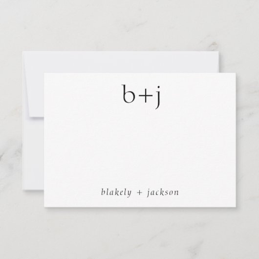 Modern Twee Initiaal Monogram Koppel Stationery Notitiekaartje (Voorkant)