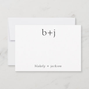 Modern Twee Initiaal Monogram Koppel Stationery Notitiekaartje