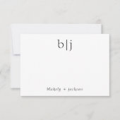 Modern Twee Initiaal Monogram Koppel Stationery Notitiekaartje (Voorkant)