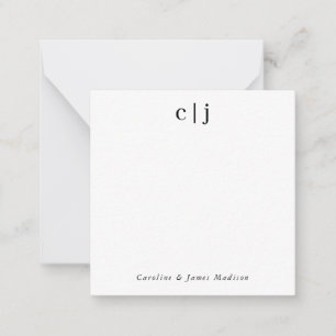 Modern Twee Initiaal Monogram Koppel Stationery Notitiekaartje
