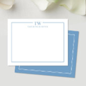 Modern Twee Initialen Lichtblauw Border Stationery Notitiekaartje