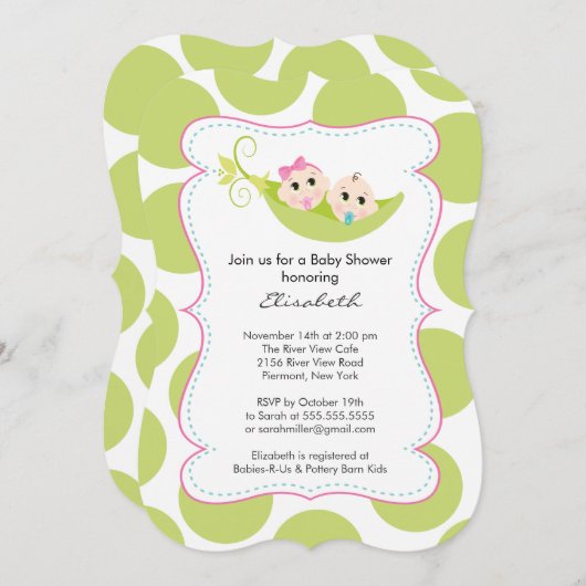 Modern tweelingjongen meisje in erwtenpeul Baby sh Kaart (Voorkant / Achterkant)