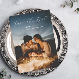 Modern Tweepers Fototrouwdag Eenvoudig Elegant Save The Date