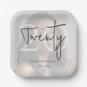 Modern Twenty 20th Birthday Party Plates Papieren Bordje (Voorkant)