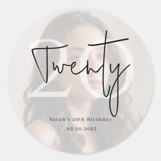Modern Twenty 20th Birthday Party Sticker (Voorkant)