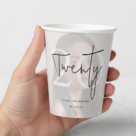 Modern Twenty Birthday Custom Party Cup Papieren Bekers