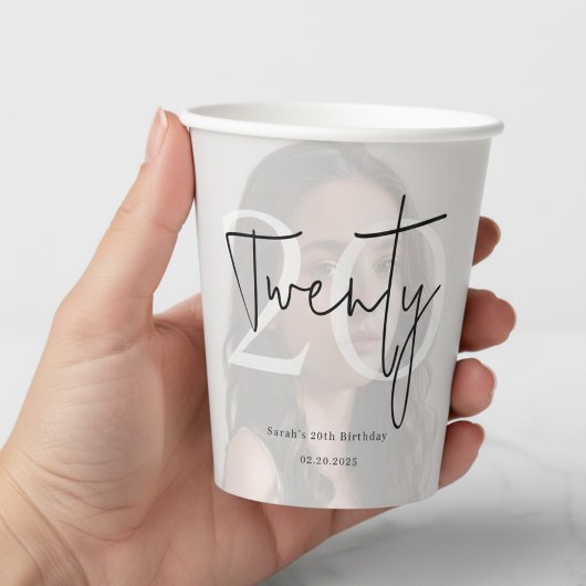 Modern Twenty Birthday Custom Party Cup Papieren Bekers