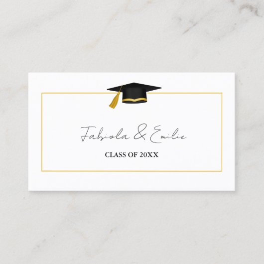 Modern Twin Afstuderen naam Kaart invoegen Goud Li Contactkaartje (Voorkant)