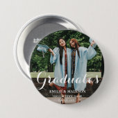 Modern Twin Afstuderen Script Classic Photo Button (Voorkant /achterkant)