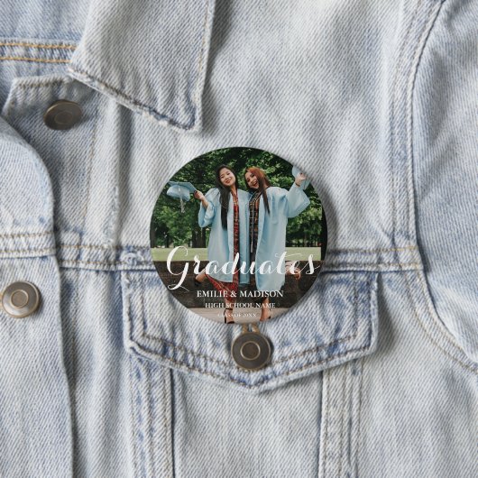 Modern Twin Afstuderen Script Classic Photo Button (In situ)