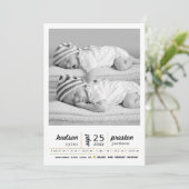 Modern Twin Birth Announement Aankondiging (Staand voorkant)